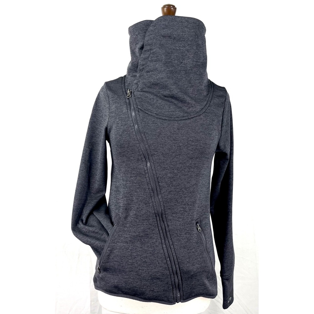 Champion C9 Duo Dry Women Gray Moto Asymmetrical Zip Fleece Jacket Thumbholes S
